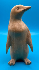 Lovely Wooden PENGUIN Figurine Statue hand Carved Bird Sculpture 11cm VGC