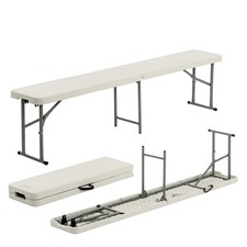 2x 4 Person Folding Trestle Benches Heavy Duty Outdoor Seating 183cm White