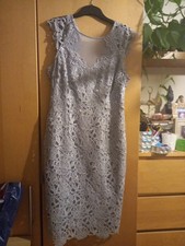 Lipsy Vip Silver Grey Lace Evening Party Dress Size 12