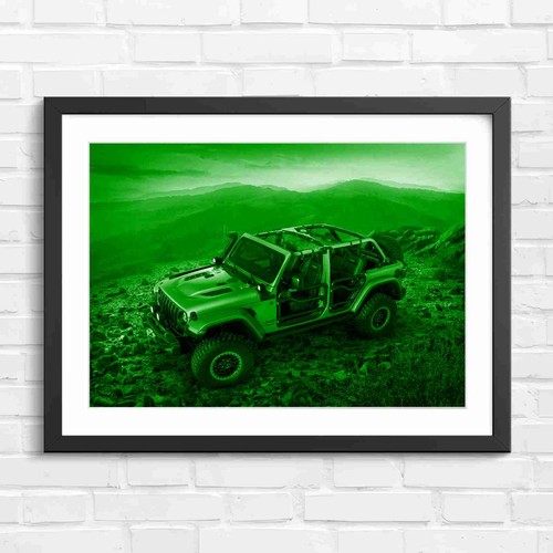 Green off road jeep 4x4 - road,