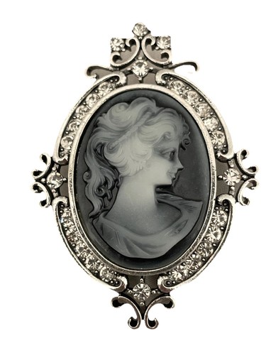 Cameo brooch large - size, black