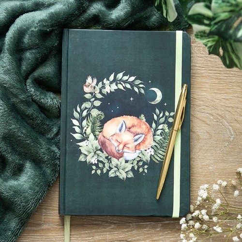 Green sleeping fox notebook - sleeping,