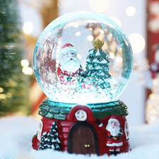 Christmas Snow Globe LED Color Changing Ornament Musical Crystal Ball Santa Tree