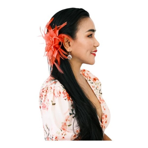 Women flower feather hair clip - women,