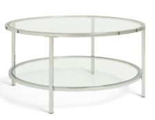 Habitat Home Boutique Round Coffee Table - Silver | Glass Top Modern Living Room