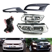 Front Bumper Driving Fog Spot Light Grille Kit OEM 2009-14 Volkswagen VW Polo 6R