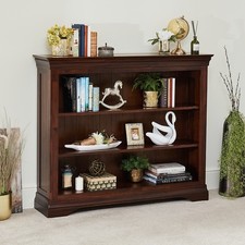 French Hardwood Mahogany Stained Wide Low Bookcase- SLIGHT SECONDS-HW32-F360