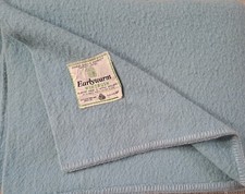 Vintage Witney Blanket Earlywarm Windrush Pale Blue Wool stitch edging 75 by98"