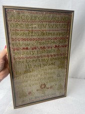 Antique 1868 Hand Stitched Sampler Needlwork Aphabet Psalm  By M.Henderson P2133