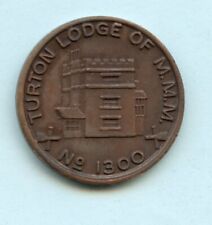 TURTON LODGE  NUMBER 1300 MASONIC  PENNY  TOKEN