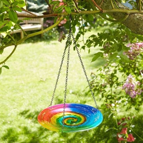 Hanging rainbow glass bird - hanging,