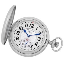 Gotham Men's Silver-Tone Double Hunter 17 Jewel Mechanical Pocket Watch