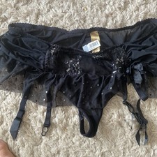 Lace Sparkly Suspender Thong
