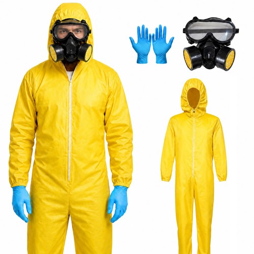 Men yellow hazmat suit - yellow,