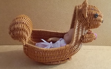 8.5" Berchet Soft Bodied Baby Doll in a Squirrel Wicker Basket