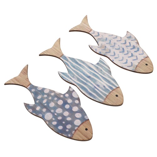 3pcs sky blue wooden fish - 3pcs,