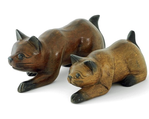 Wooden cat ornament vintage - wooden,