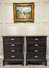 Profesionally Sprayed 2 X Black Stag Minstrel 4 Drawer Bedside Tables (pair)