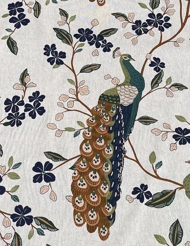 Peacock printed cotton fabric - peacock,