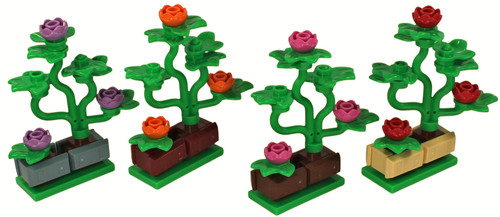 Lego roses flower plant pot - 4x,
