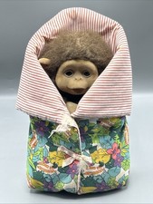 Little Monkey Vintage Toy Puppet In Bed “Cuddles The Monkey” Rare 1980s/90s