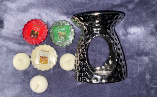Mirrored silver oil burner - silver,