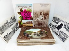 Job Lot Bulk 75 Used UK Vintage & Antique Postcards 1900s - 50s 
