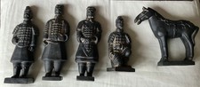 5 Pc VTG TERRA-COTTA CHINESE WARRIORS/Horse  SILKY BOX