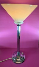 Art Deco Tall Table Lamp Up lighter - With Pink Glass Shade