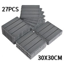 27x Decking Tiles Garden Patio Balcony Interlocking Balcony Garden Grey Floor UK