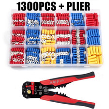 1300PCS Assorted Electrical Wire Terminals Crimp Connectors Spade Insulated Kit