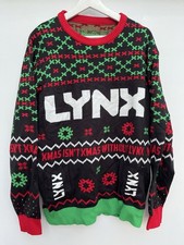 Lynx Christmas Jumper Black Green Deodorant Mens Large L