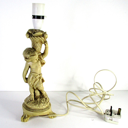 Vtg table lamp figural cherub - figural,