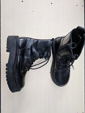 Zara Black Leather Combat