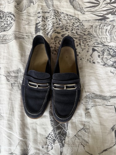 Hermes blue suede loafers - blue,