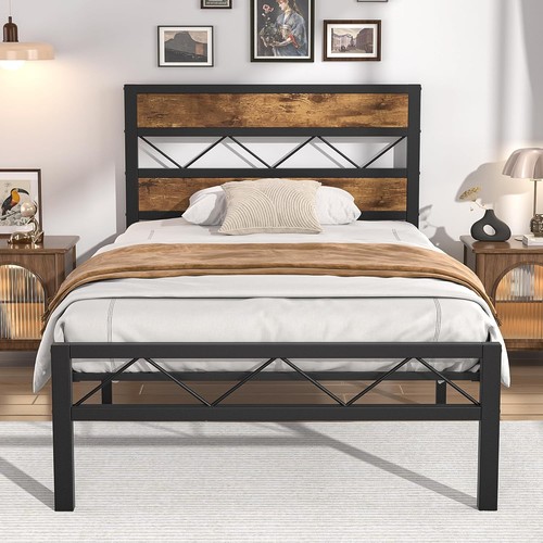 Single bed frame with rustic - frame,