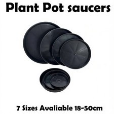 Plant Pot Saucers Round Black Deep Strong Plastic Base Water Drip Tray Saucer