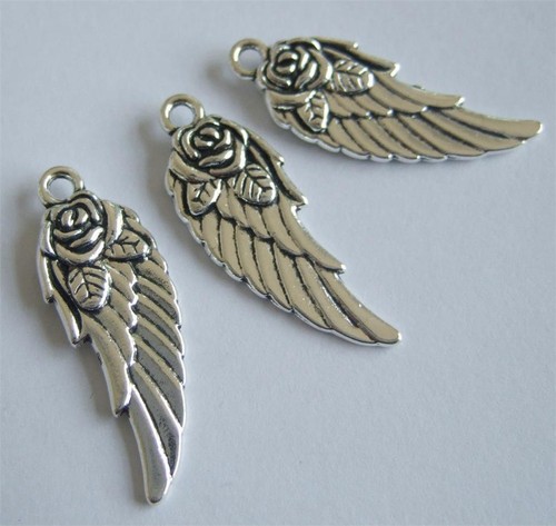 Tibetan silver angel wings - tibetan,