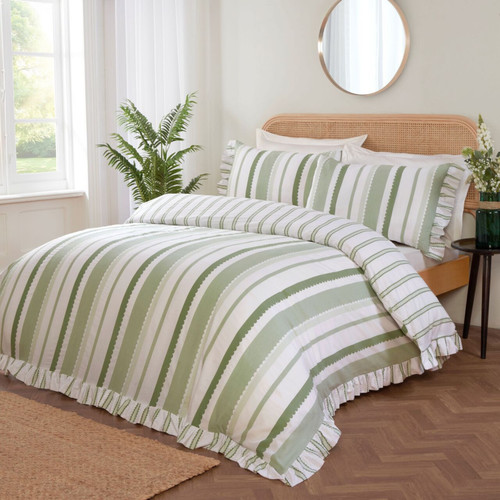 Frilled stripe duvet cover - duvet, set