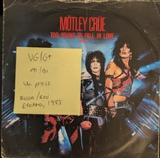 Motley Crue Too Young To Fall In Love Vinyl Record VG/G+ E9732 1983