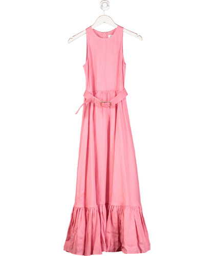 Leo lin pink belted - linen, maxi