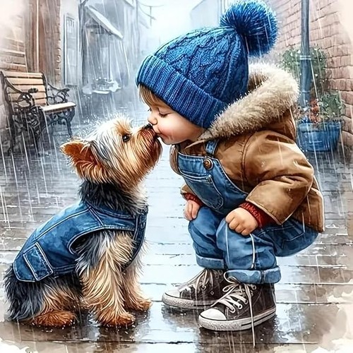 Diamond painting kit dog - 5d,