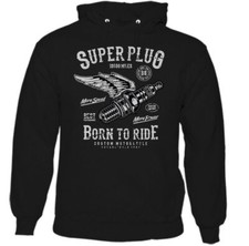Super Plug Mens Biker Hoodie