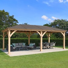 Meridian Gazebo 12ft x 20ft with Aluminium Roof, heavy duty posts by Yardistry