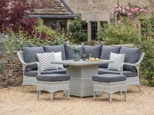 Bramblecrest Cherington Cloud Rattan Mini Corner Sofa with Table & 2 Stools