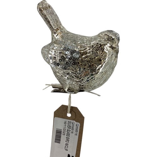 Silver glass bird - silver,
