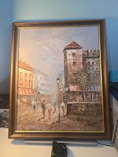 LARGE VINTAGE   OIL ON CANVAS
