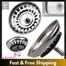 2x Stainless Steel Replacement Kitchen Sink Drain Strainer Drainer Waste Plug.