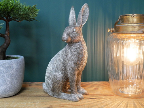 Bronze silver resin rabbit - silver,