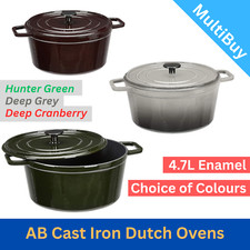 Amazon Basics Dutch Oven Enamel Cast Iron Round Casserole Roasting Dish Pan 4.7L